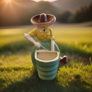 Vintage Morton Pottery Farmhouse Wall Pocket Wall Hanging Planter Farmer